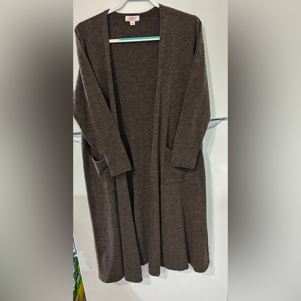 LuLaRoe Charcoal Knit Cardigan-full length, size Large